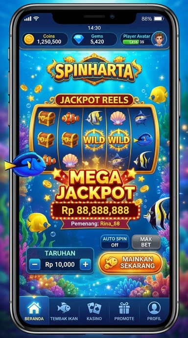 Tampilan antarmuka spinharta yang sederhana dan mudah dipahami.